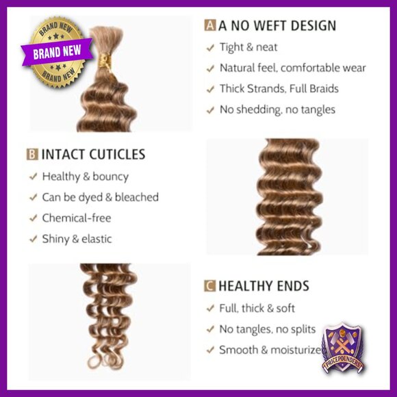 16 Inch Deep Wave Human Hair Bundle for Braiding Extensions